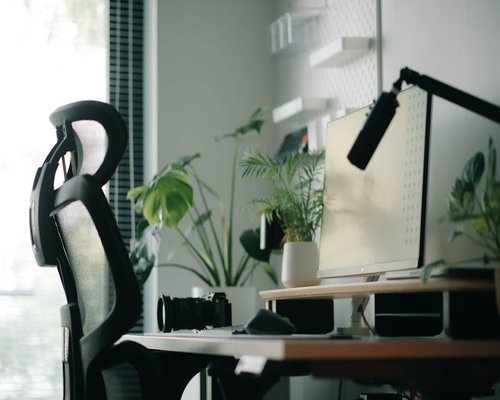 An ergonomic chair setup showcasing proper workspace layout and functional alignment